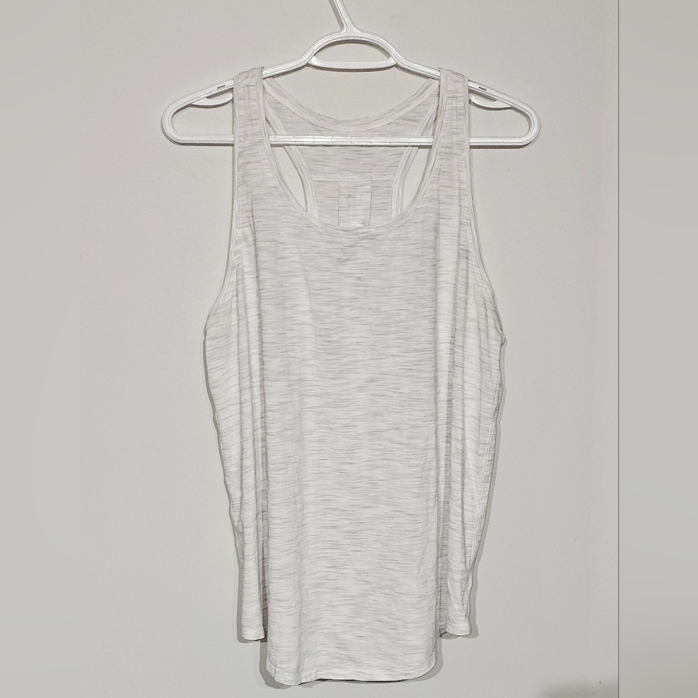Lululemon Cool Racerback Tank Top White Grey Stripe Size 10-12